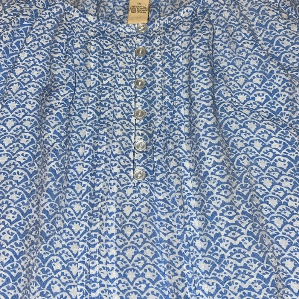 Bit & Bridle Women’s Boat Neck Short Sleeve Blue/white Top Size 1X Lightweight - Picture 4 of 10